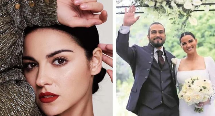 Con micropedrería, así fue uno de los vestidos de novia que utilizó Maite Perroni