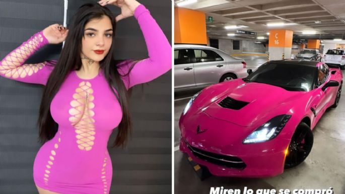 Karely Ruiz presume su Corvette rosa y le responde a los envidiosos que la critican