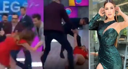 ¡Qué golpazo! Cynthia Rodríguez se cae en vivo; conductor de 'VLA' se burla sin piedad