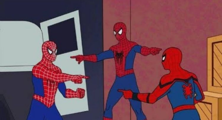 FOTO: Tom Holland, Andrew Garfield y Tobey Maguire recrean el clásico meme de 'Spider-Man'