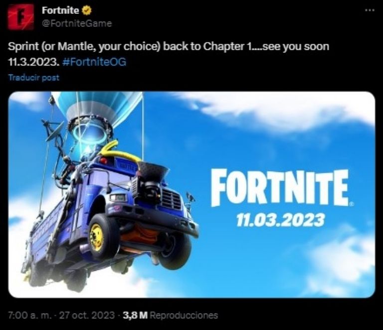 Fortnite regresará al Capítulo 1 con su mapa original