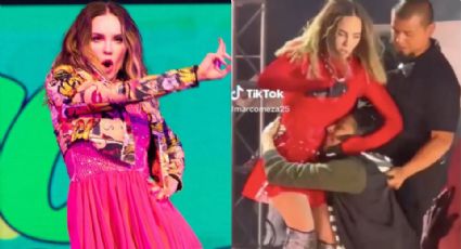 (Video)Belinda termina lesionada por culpa de uno de sus fans que la sorprendió en el escenario